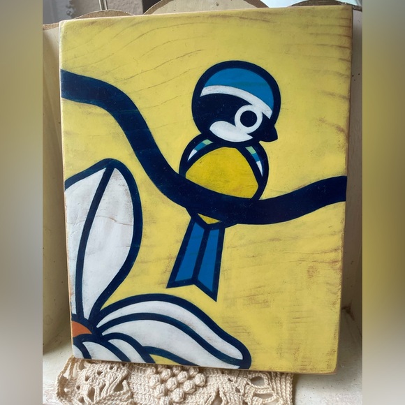 Matthew Porter Art Other - Yellow & Blue Bird Wall Art Hand Painted on Wood